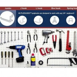 Peg board kit, 80 piece garage pegboard storage, peg board organization system