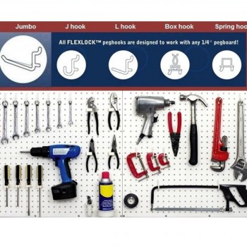 Peg board kit, 80 piece garage pegboard storage, peg board organization system