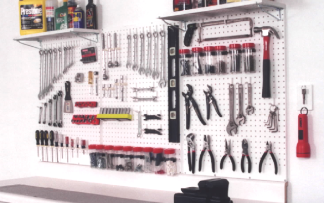 An example of a garage wall organizers work