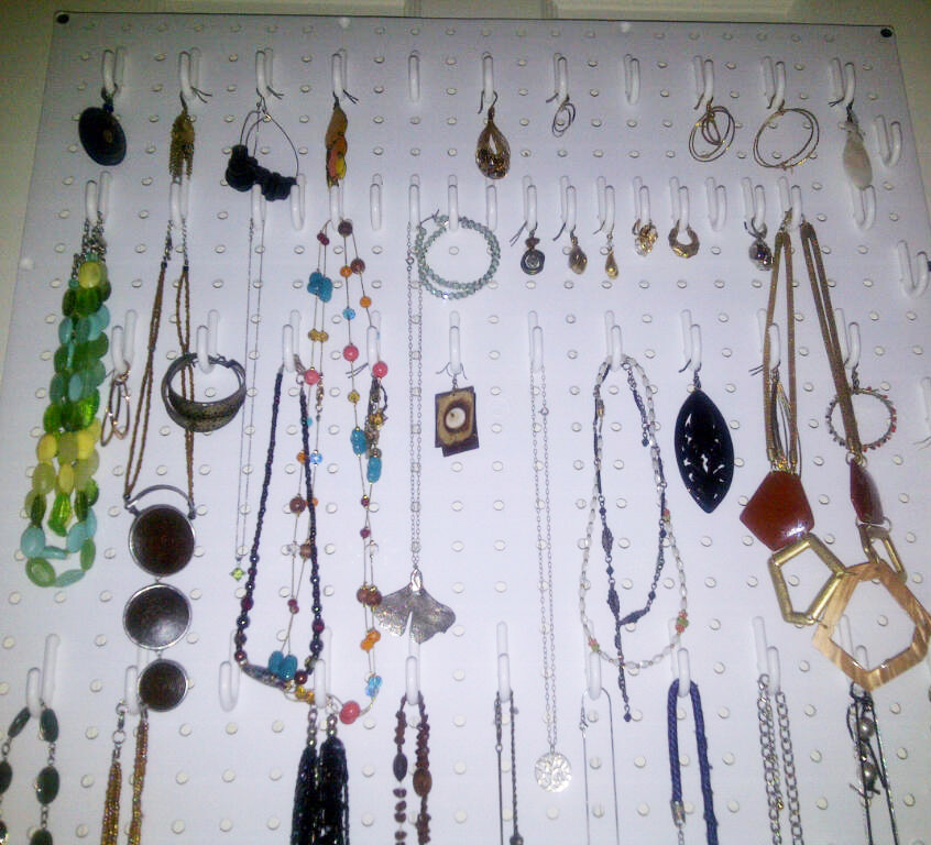 Jewelry Organization with Pegboards