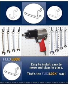 WallPeg Locking Pegboard Hooks - 100 pk. Flex-Lock J Style for Peg Board  Tool Organizer - AM 114 B : : Tools & Home Improvement