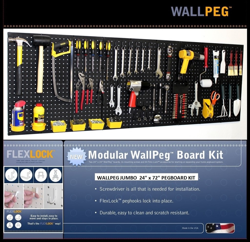 96" WallPeg Pro Pegboard Kit 24243B Wallpeg Store