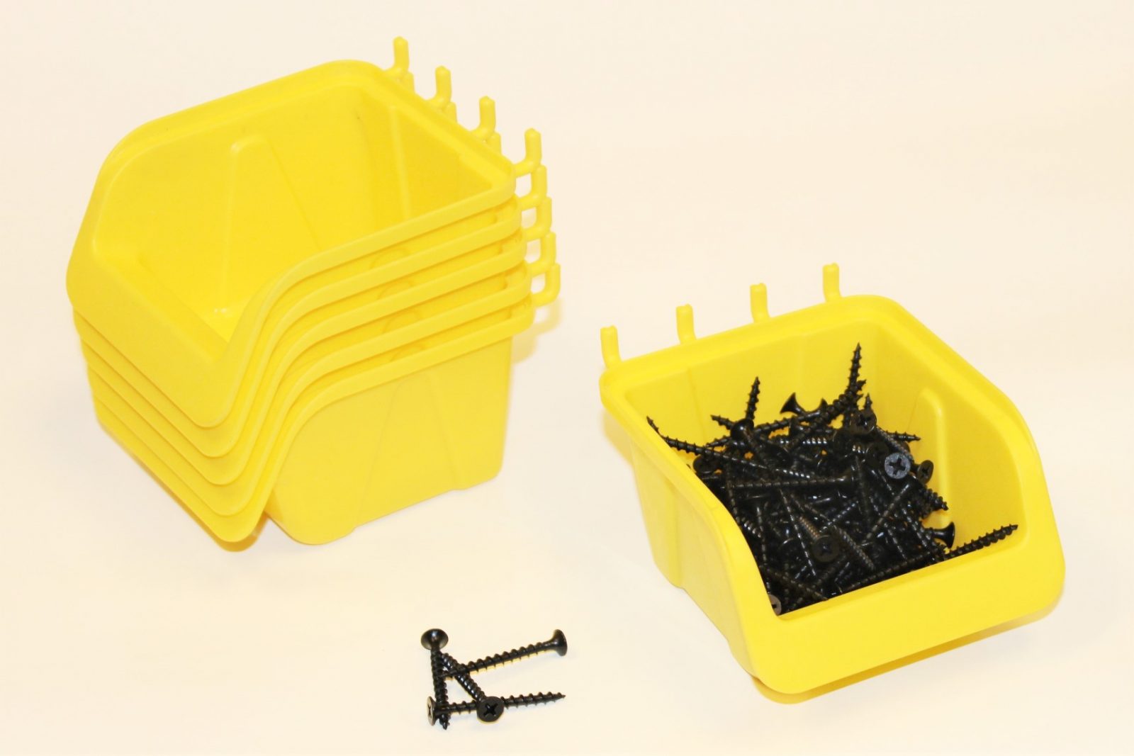 10 Pegboard Part Bins Lemon Yellow Plastic