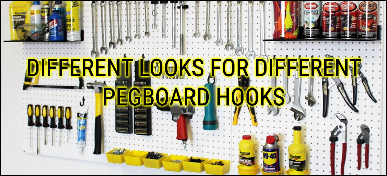 Wall Peg Hook Kit - J Style Pegboard Hooks Tool Storage Garage Organizer Choice B/W, Black