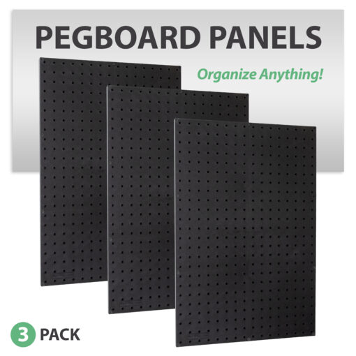 Black Plastic Pegboard Panels (3) - 72" Wide Garage Tool Pegboard