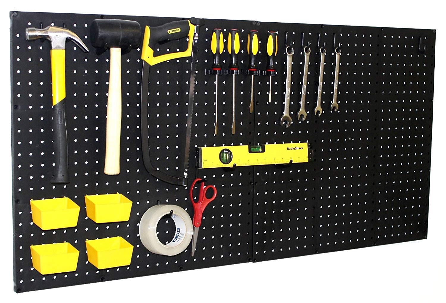 8pc Large Plastic Pegboard Panels Black 152" Wide Garage Tool  Organizer Storage