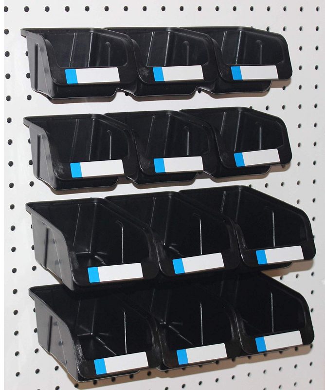 12Pack of Large and Medium Plastic Pegboard Organization Bins