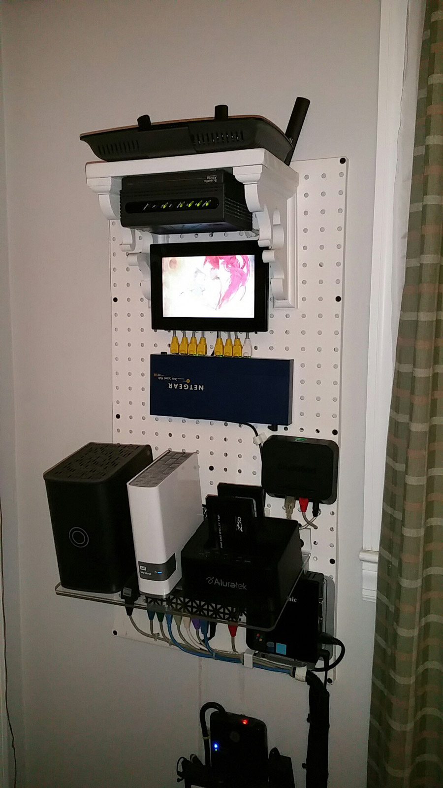 pegboard for electronics storage
